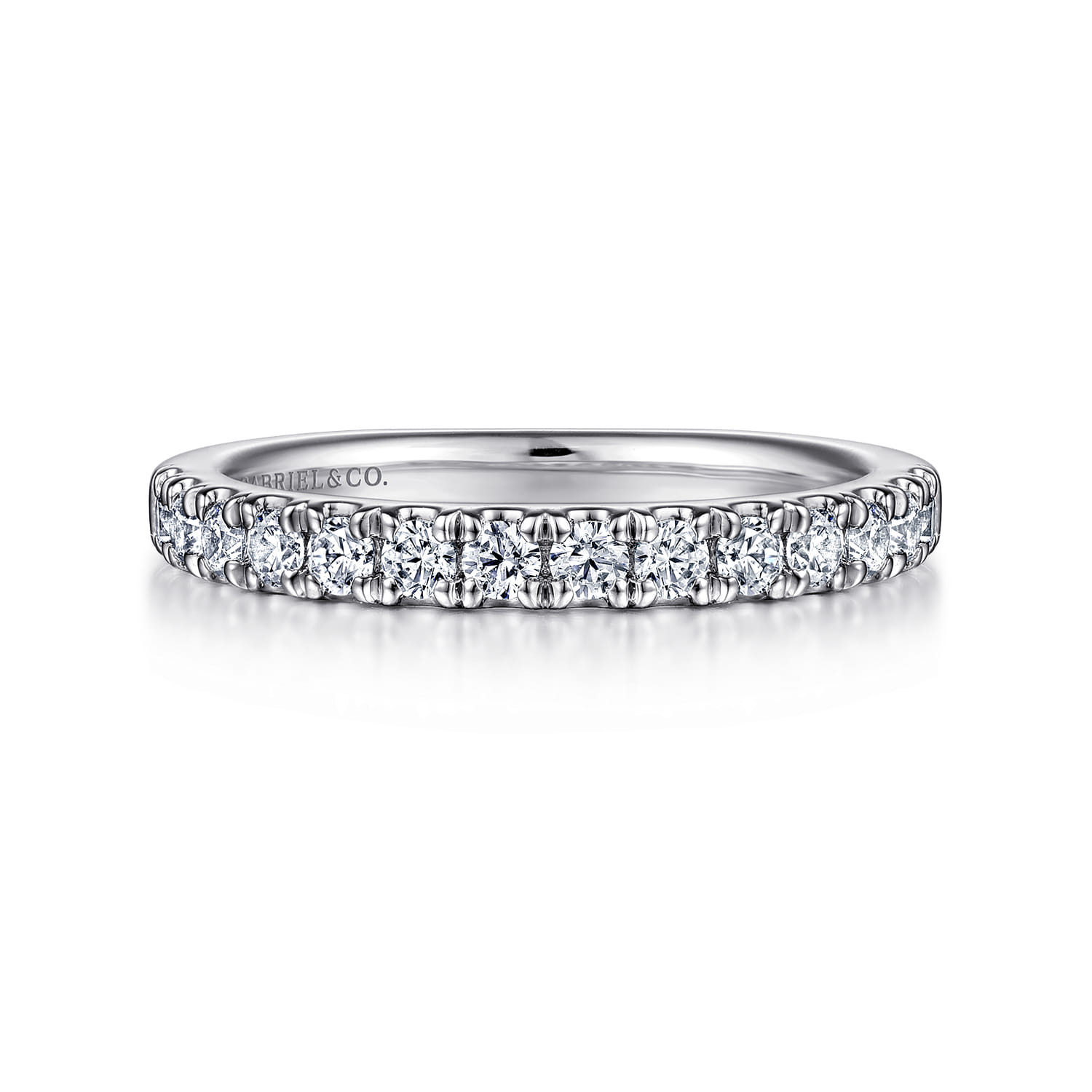 14K White Gold Diamond Matching Wedding Band - 0.49 ct - Shot 1