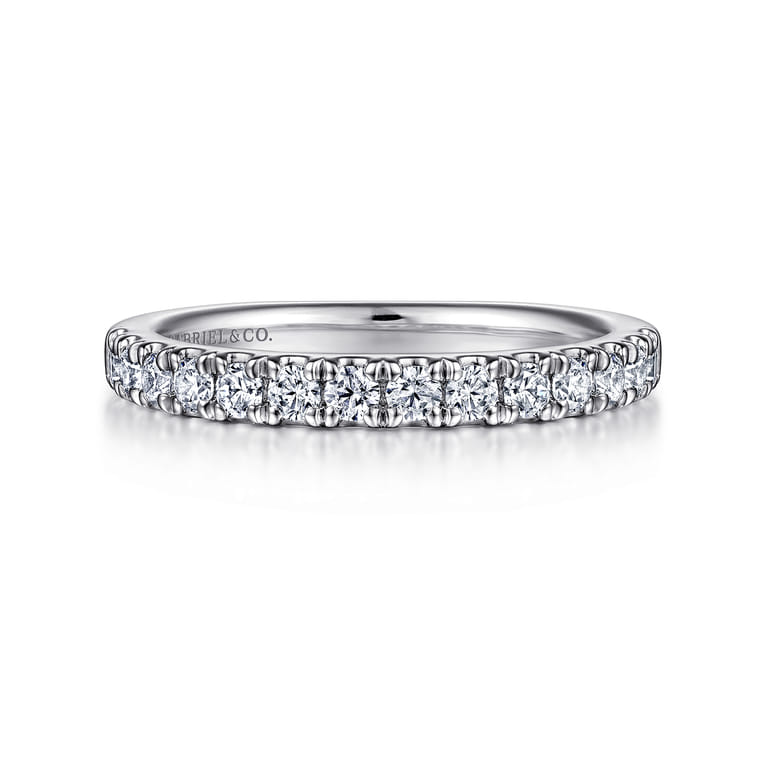 14K White Gold Diamond Matching Wedding Band - 0.49 ct - Shot 1