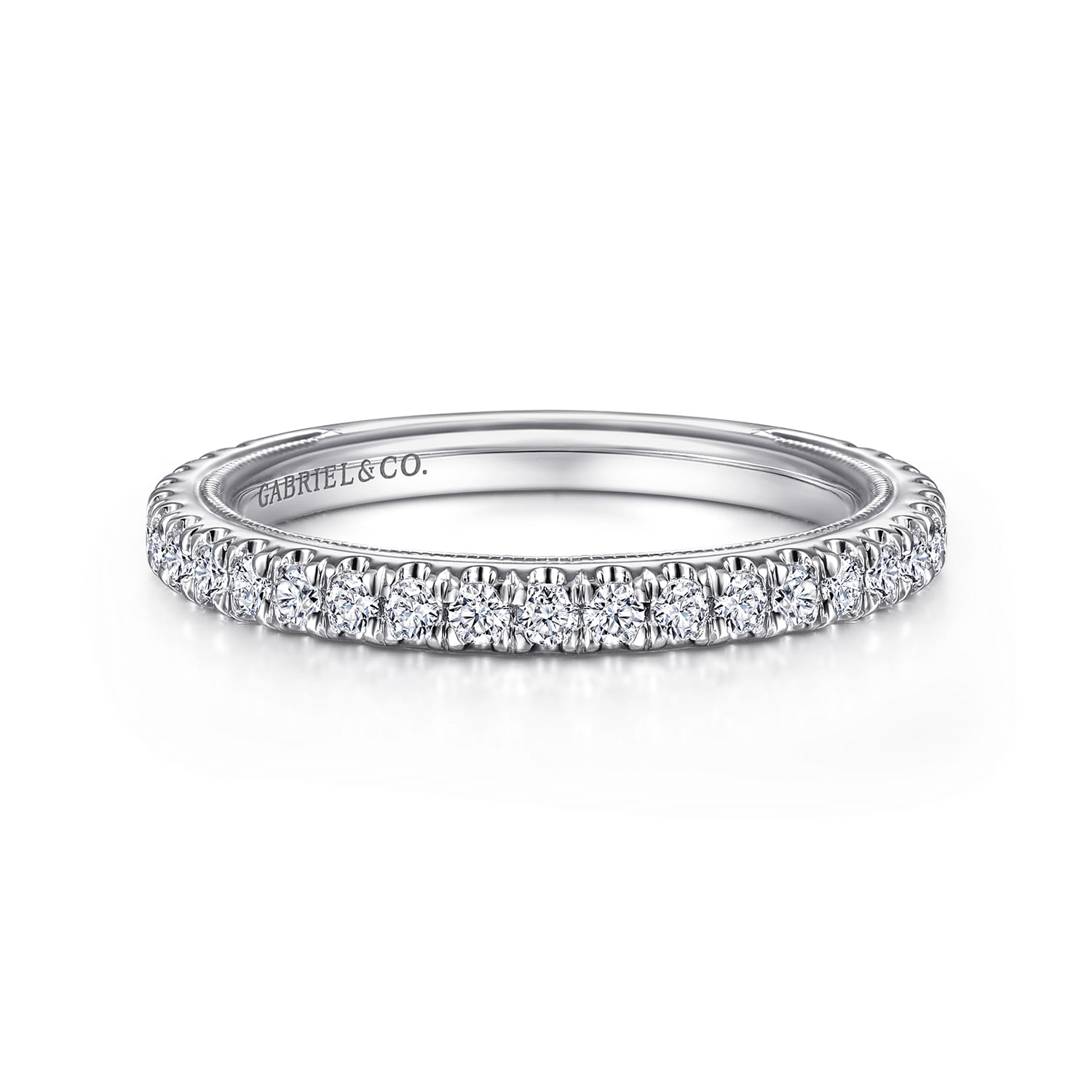 14K White Gold Diamond Matching Wedding Band - 0.41 ct - Shot 1