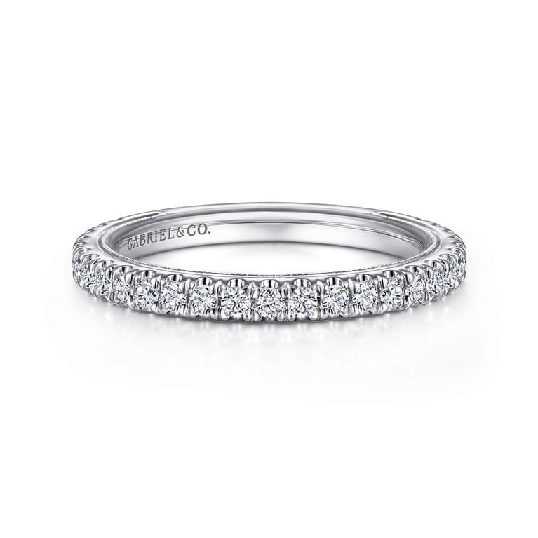 14K White Gold Diamond Matching Wedding Band - 0.41 ct - Shot 1