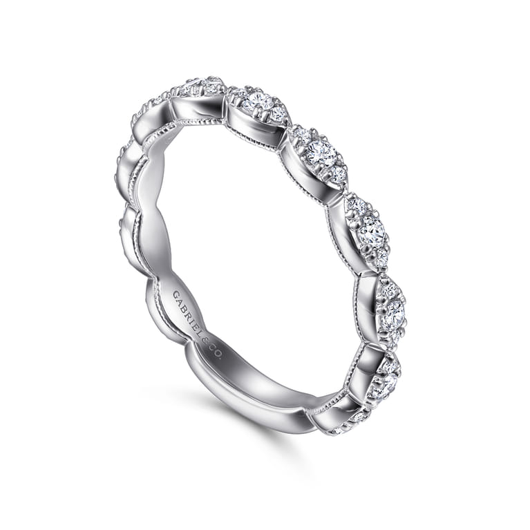 14K White Gold Diamond Matching Wedding Band - 0.35 ct - Shot 3