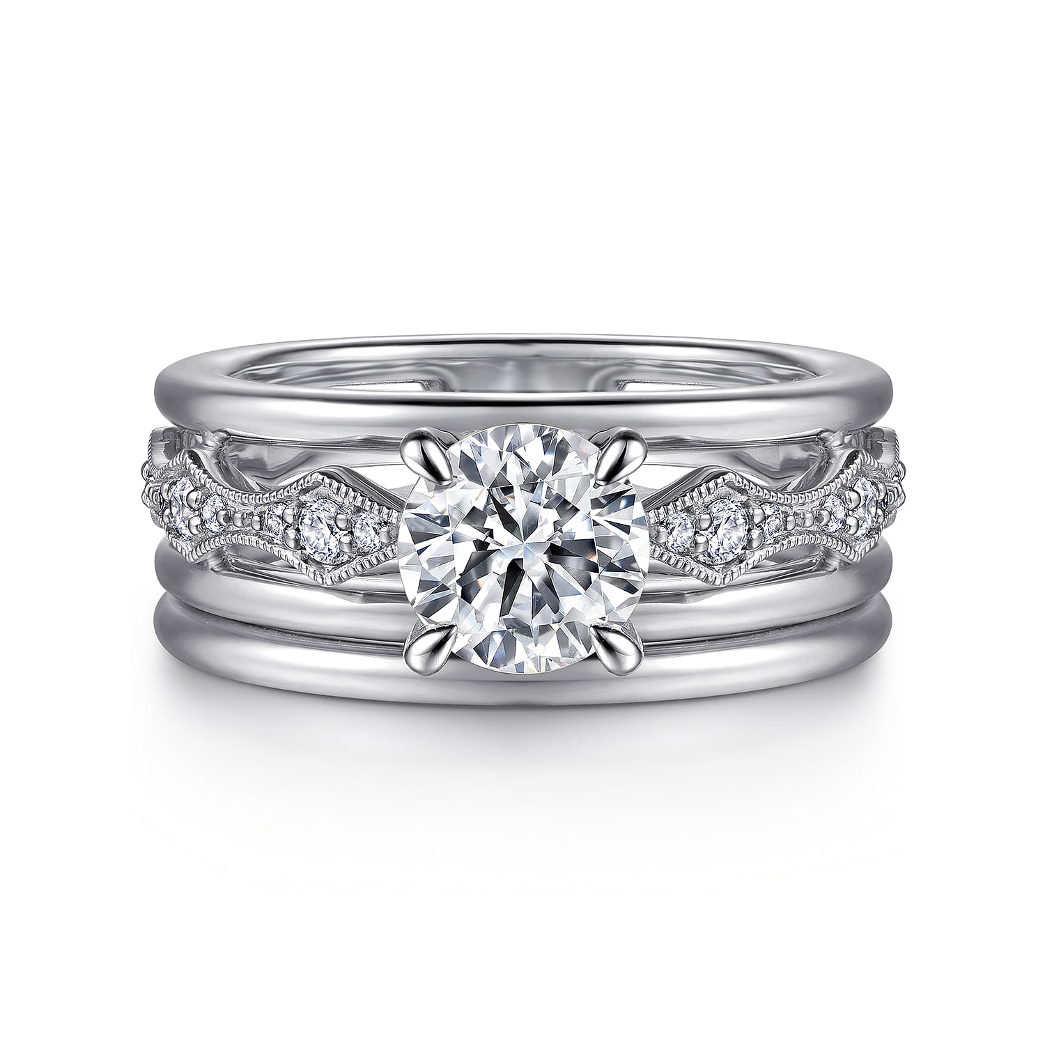 14K White Gold Diamond Matching Wedding Band - Shot 4