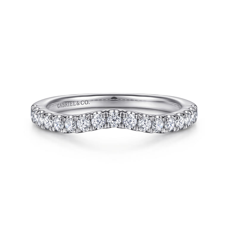 14K White Gold Diamond Matching Wedding Band - 0.36 ct - Shot 1