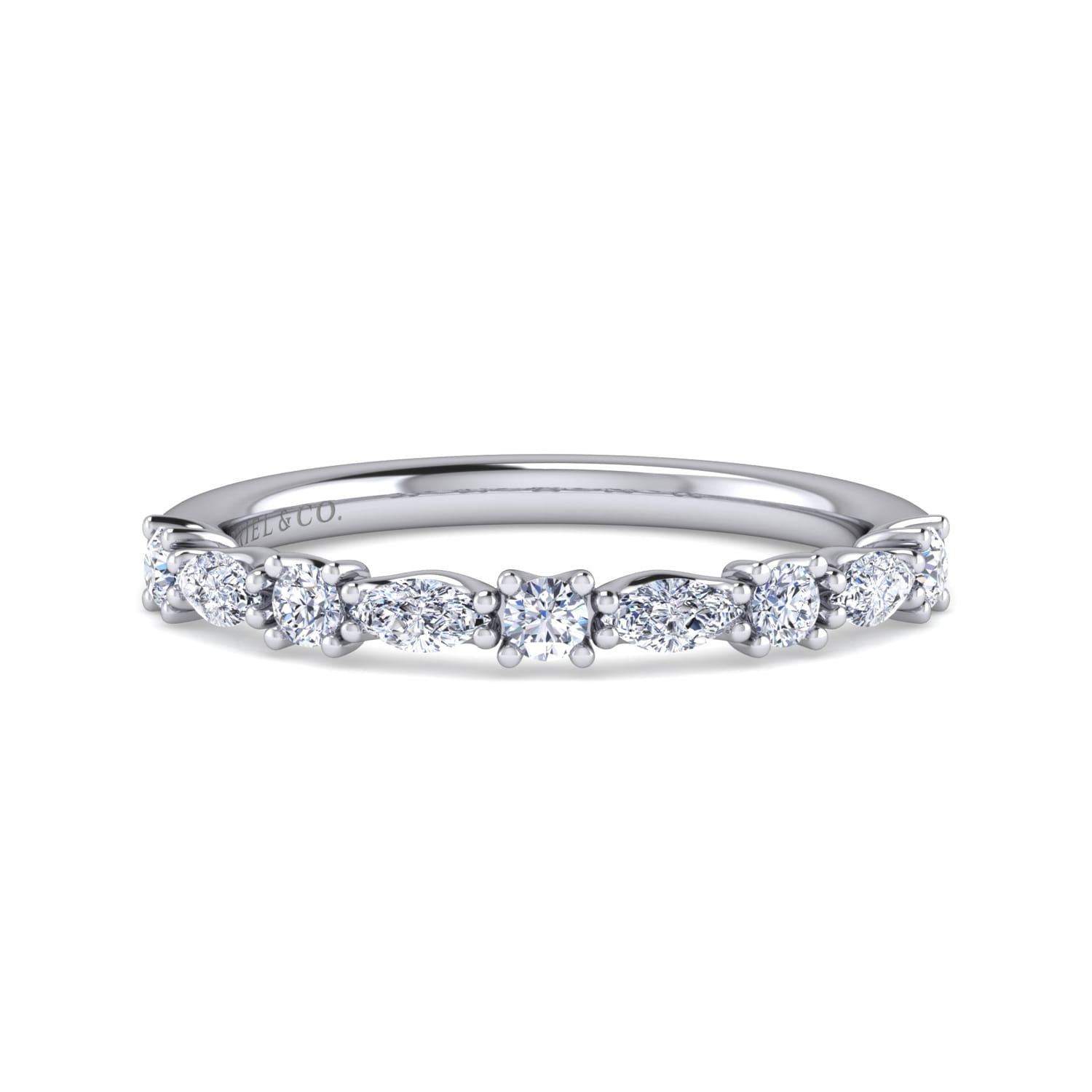 14K White Gold Diamond Matching Wedding Band - 0.5 ct - Shot 1