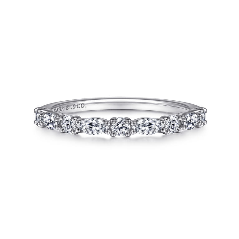 14K White Gold Diamond Matching Wedding Band - 0.5 ct - Shot 1