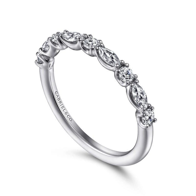 14K White Gold Diamond Matching Wedding Band - 0.5 ct - Shot 3