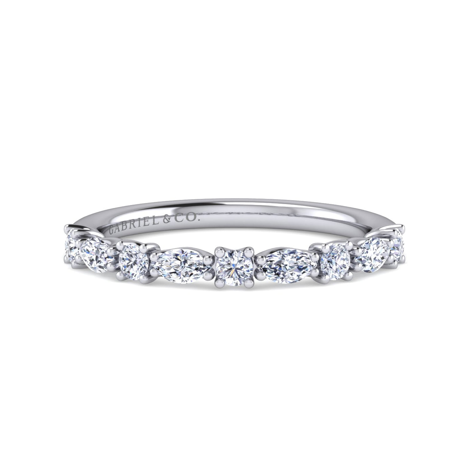 14K White Gold Diamond Matching Wedding Band - 0.5 ct - Shot 1