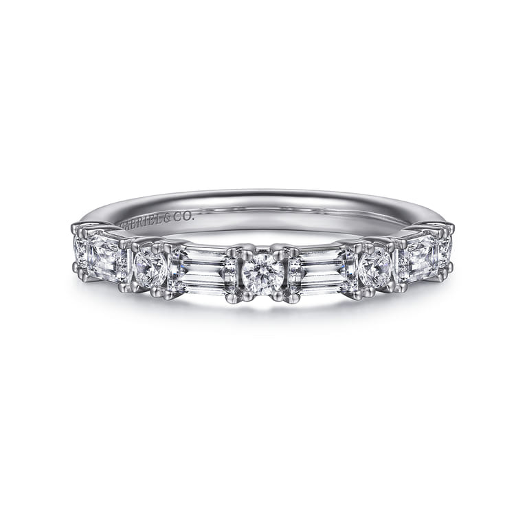 14K White Gold Diamond Matching Wedding Band - 0.7 ct - Shot 1