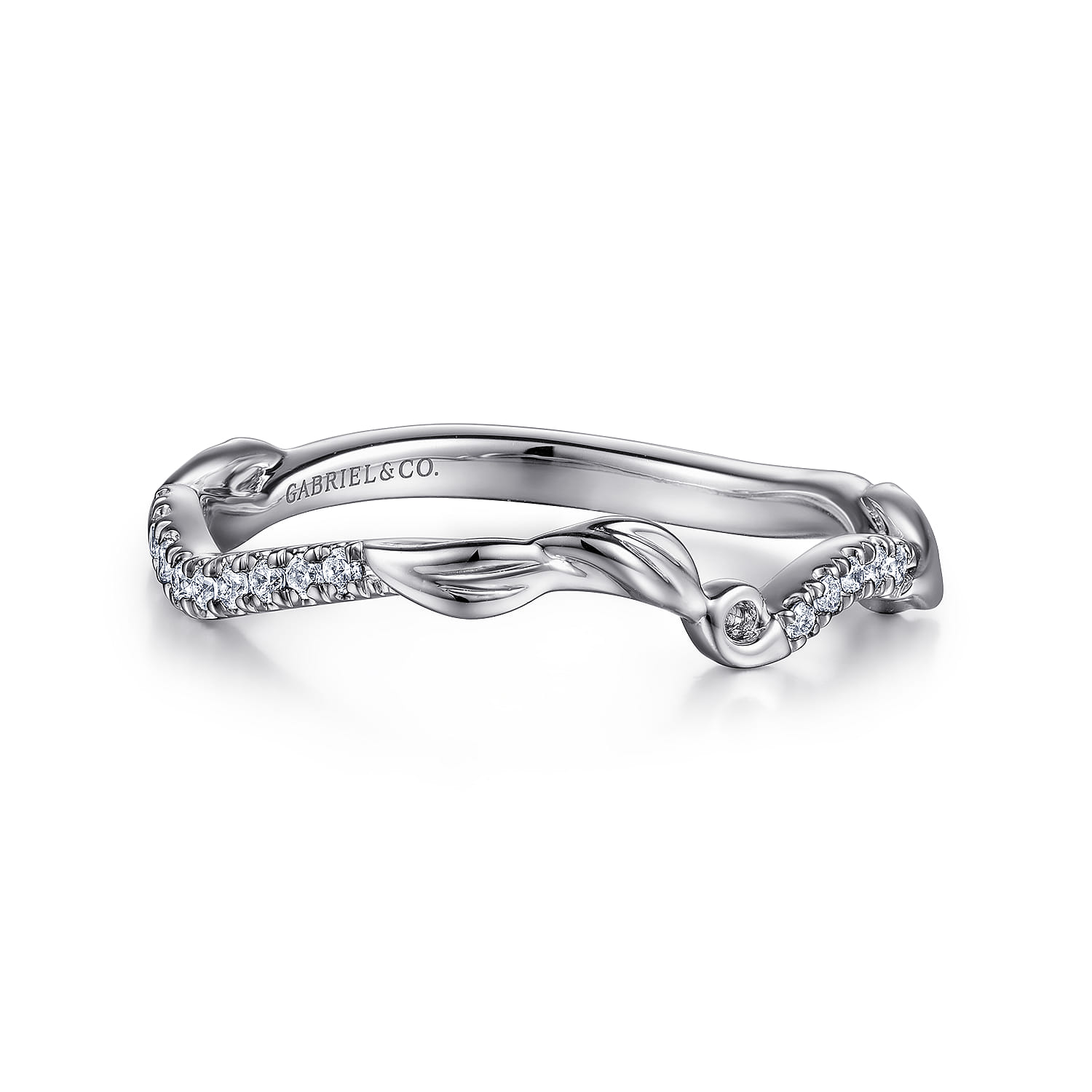 14K White Gold Diamond Matching Wedding Band - 0.09 ct - Shot 1
