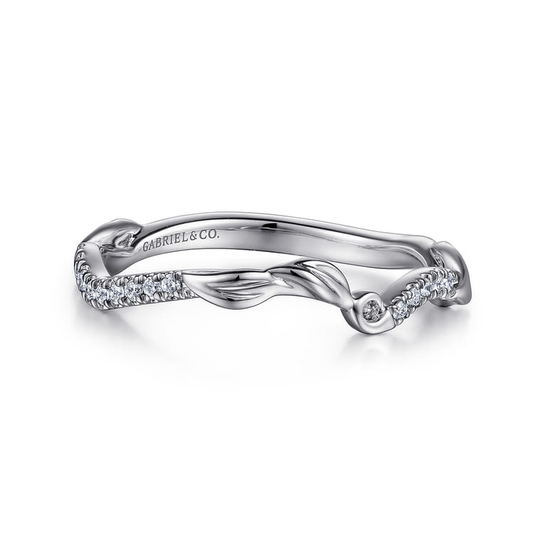 14K White Gold Diamond Matching Wedding Band - 0.09 ct - Shot 1