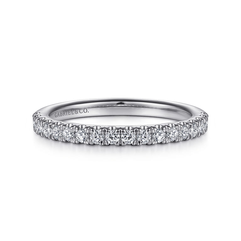 14K White Gold Diamond Matching Wedding Band - 0.38 ct - Shot 1