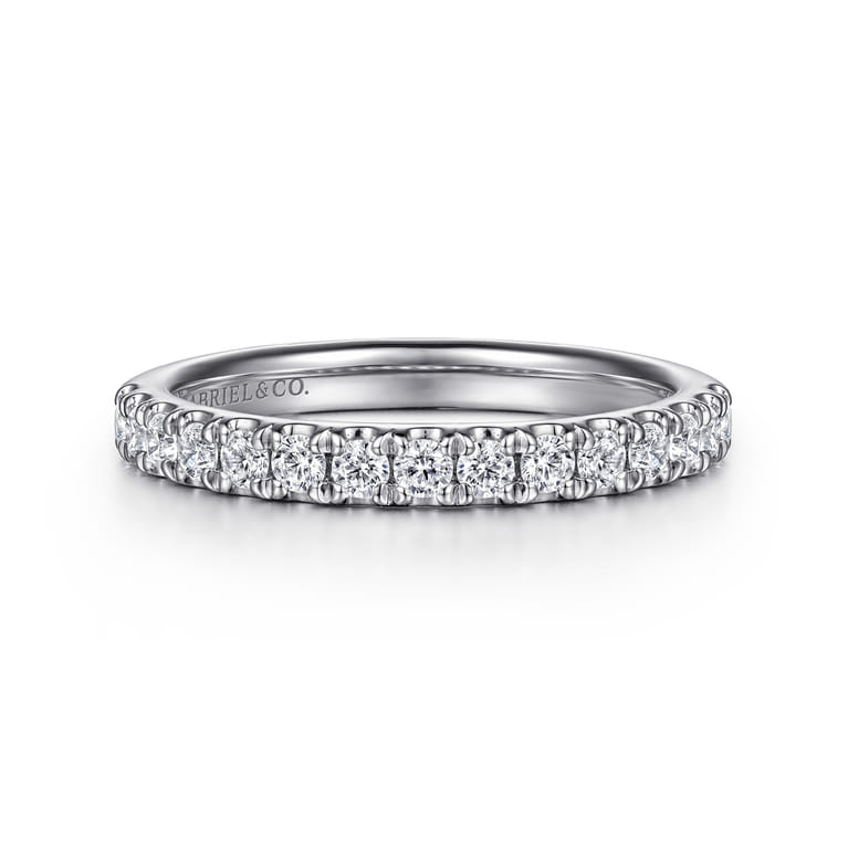 14K White Gold Diamond Matching Wedding Band - 0.45 ct - Shot 1