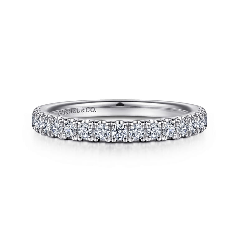 14K White Gold Diamond Matching Wedding Band - 0.46 ct - Shot 1