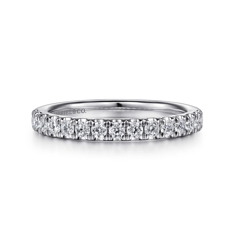 14K White Gold Diamond Matching Wedding Band - 0.45 ct - Shot 1