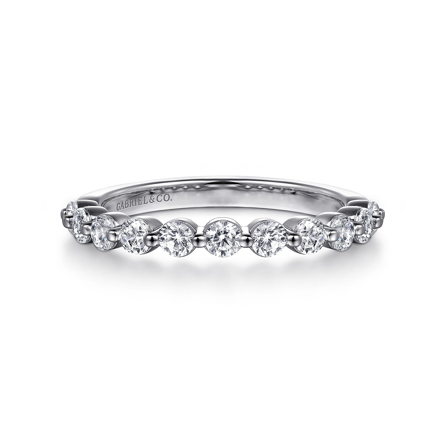 14K White Gold Diamond Matching Wedding Band - 0.8 ct - Shot 1