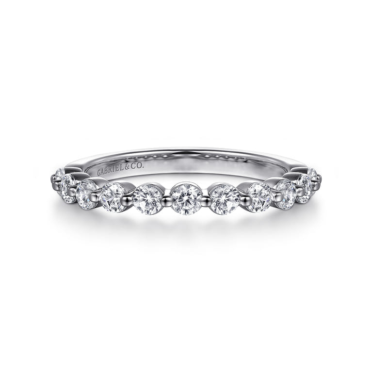 14K White Gold Diamond Matching Wedding Band - 0.8 ct - Shot 1