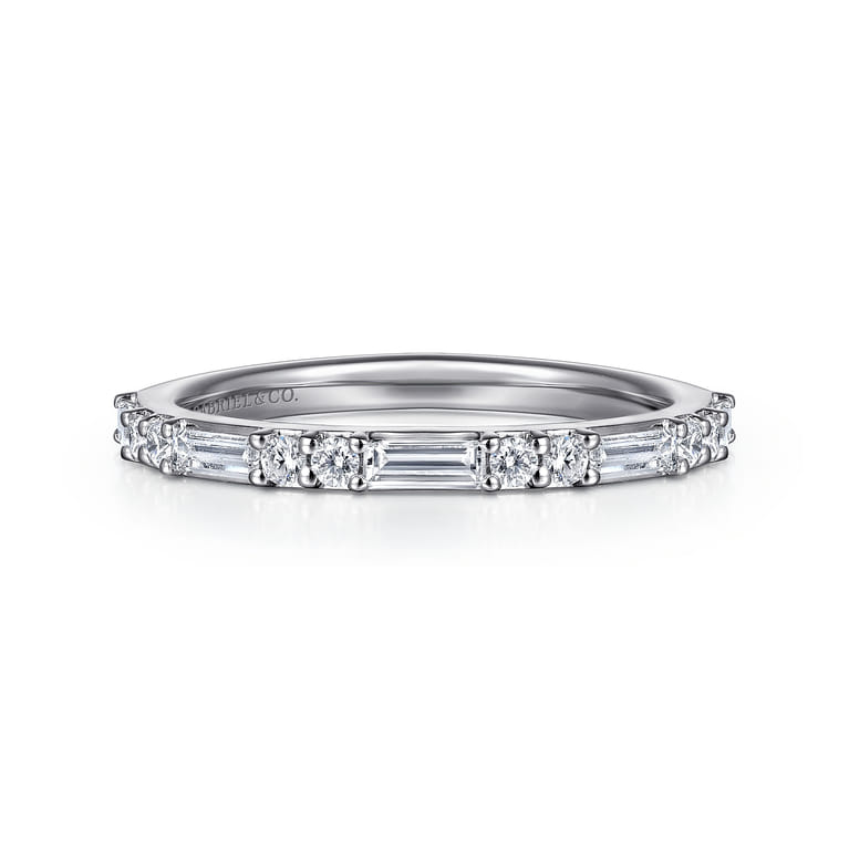 14K White Gold Diamond Matching Wedding Band - 0.33 ct - Shot 1