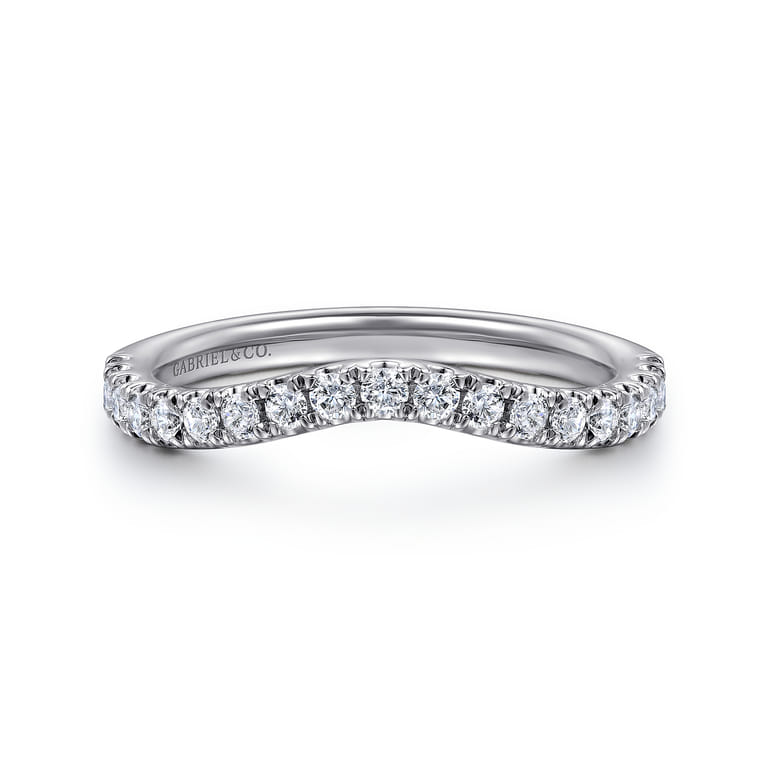 14K White Gold Diamond Matching Wedding Band - 0.32 ct - Shot 1