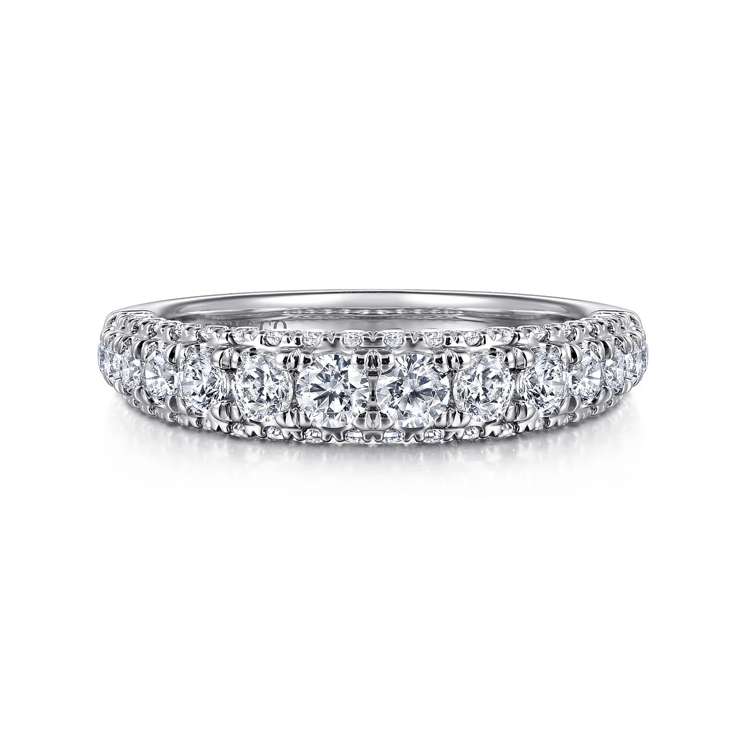 14K White Gold Diamond Matching Wedding Band - 0.86 ct - Shot 1