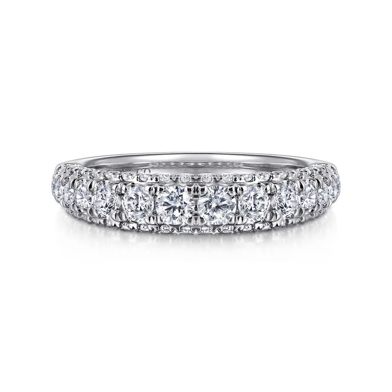 14K White Gold Diamond Matching Wedding Band - 0.86 ct - Shot 1