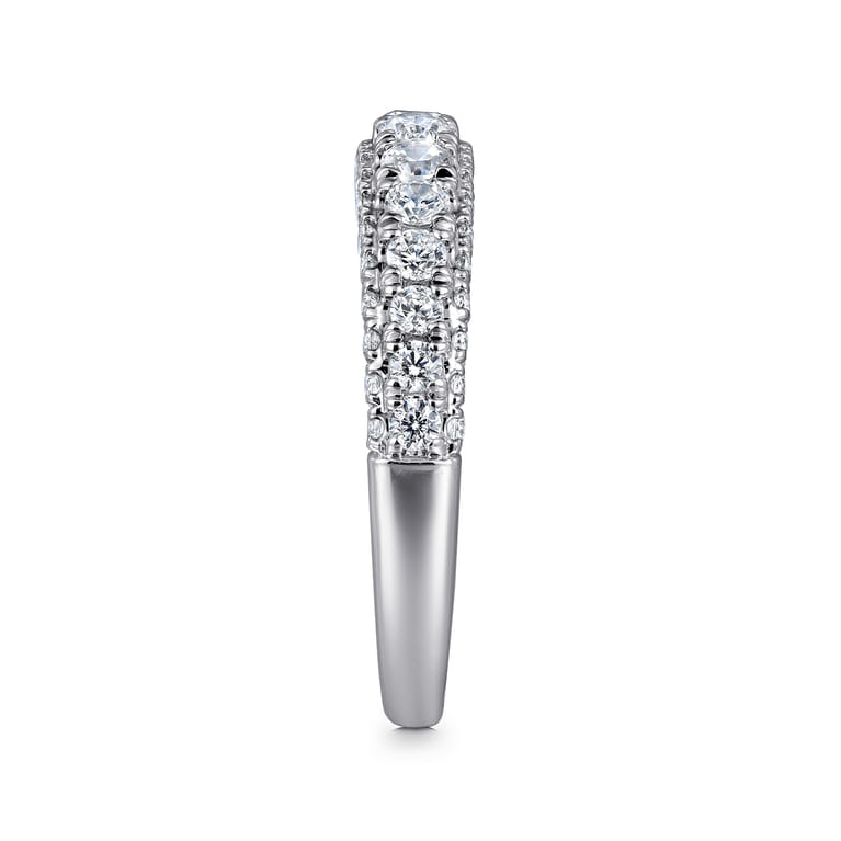 14K White Gold Diamond Matching Wedding Band - 0.86 ct - Shot 5