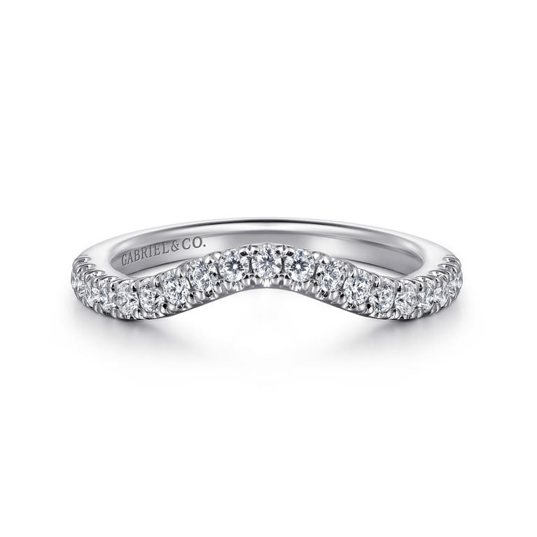 14K White Gold Diamond Matching Wedding Band - 0.34 ct - Shot 1