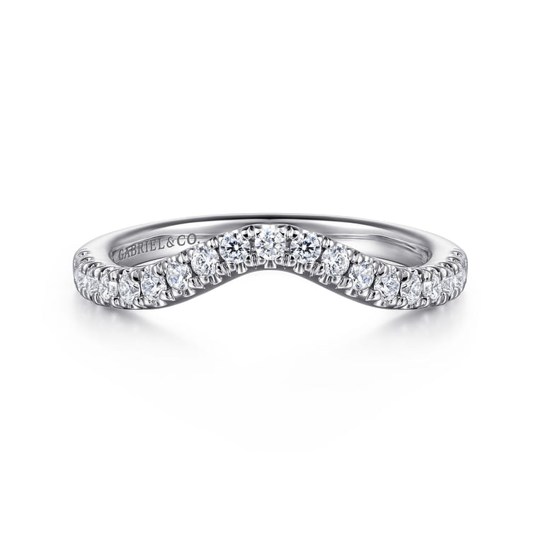 14K White Gold Diamond Matching Wedding Band - 0.34 ct - Shot 1