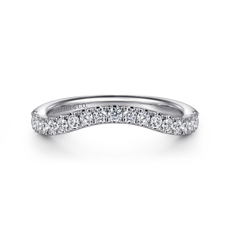14K White Gold Diamond Matching Wedding Band - 0.34 ct - Shot 1