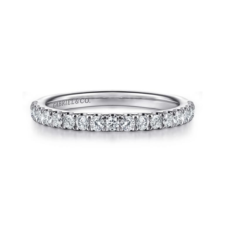 14K White Gold Diamond Matching Wedding Band - 0.34 ct - Shot 1