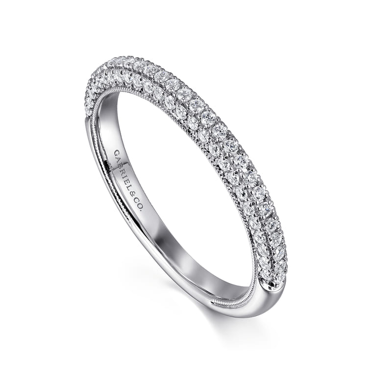14K White Gold Diamond Matching Wedding Band - 0.37 ct - Shot 3