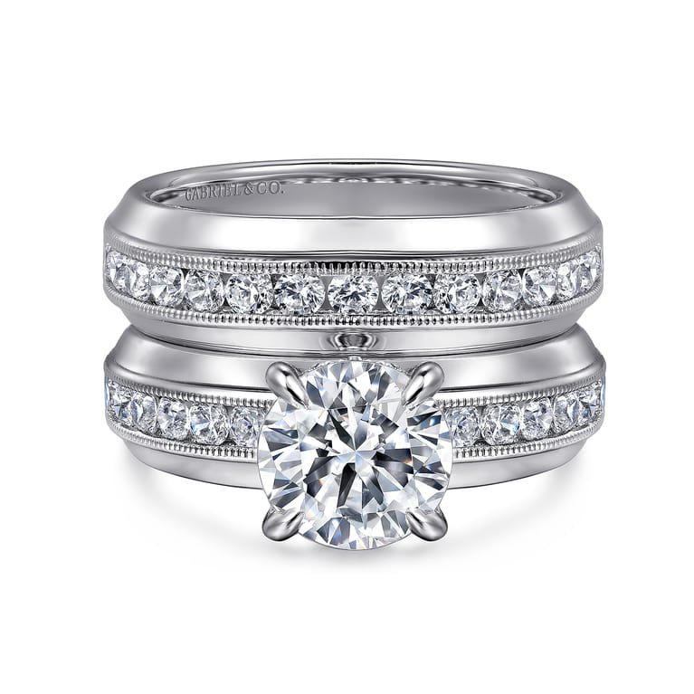 14K White Gold Diamond Matching Wedding Band - 0.5 ct - Shot 4