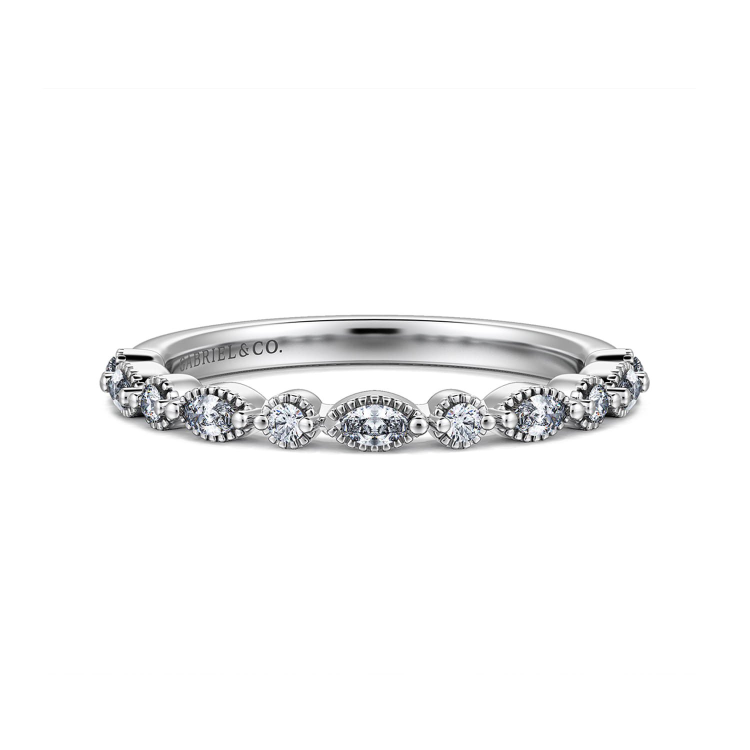 14K White Gold Diamond Matching Wedding Band - 0.24 ct - Shot 1