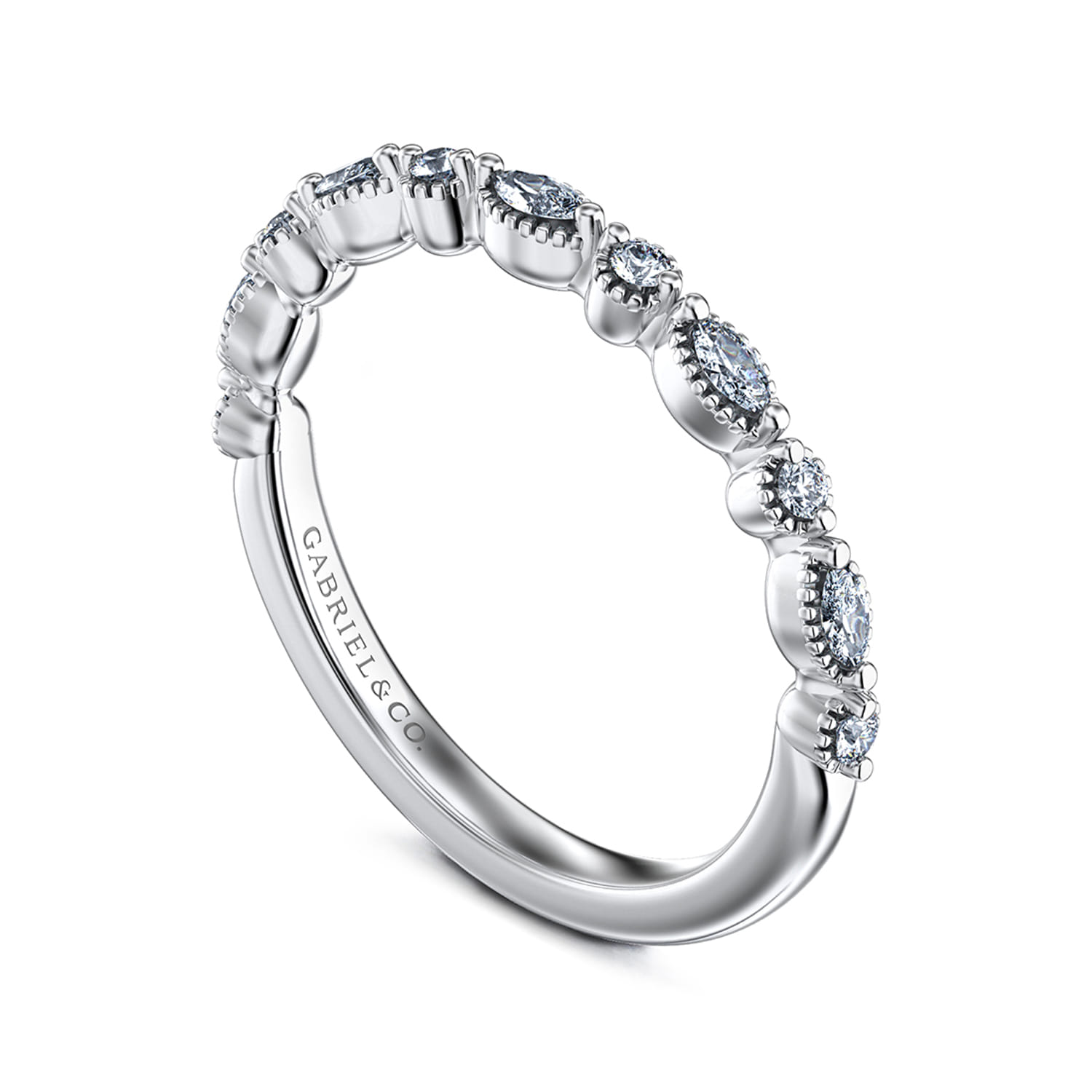 14K White Gold Diamond Matching Wedding Band - 0.24 ct - Shot 3