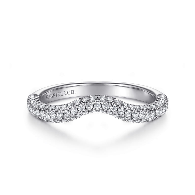14K White Gold Diamond Matching Wedding Band - 0.43 ct - Shot 1