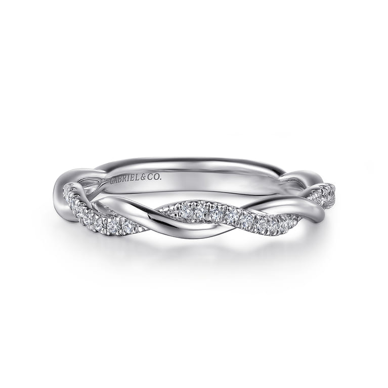 14K White Gold Diamond Matching Wedding Band - 0.14 ct - Shot 1