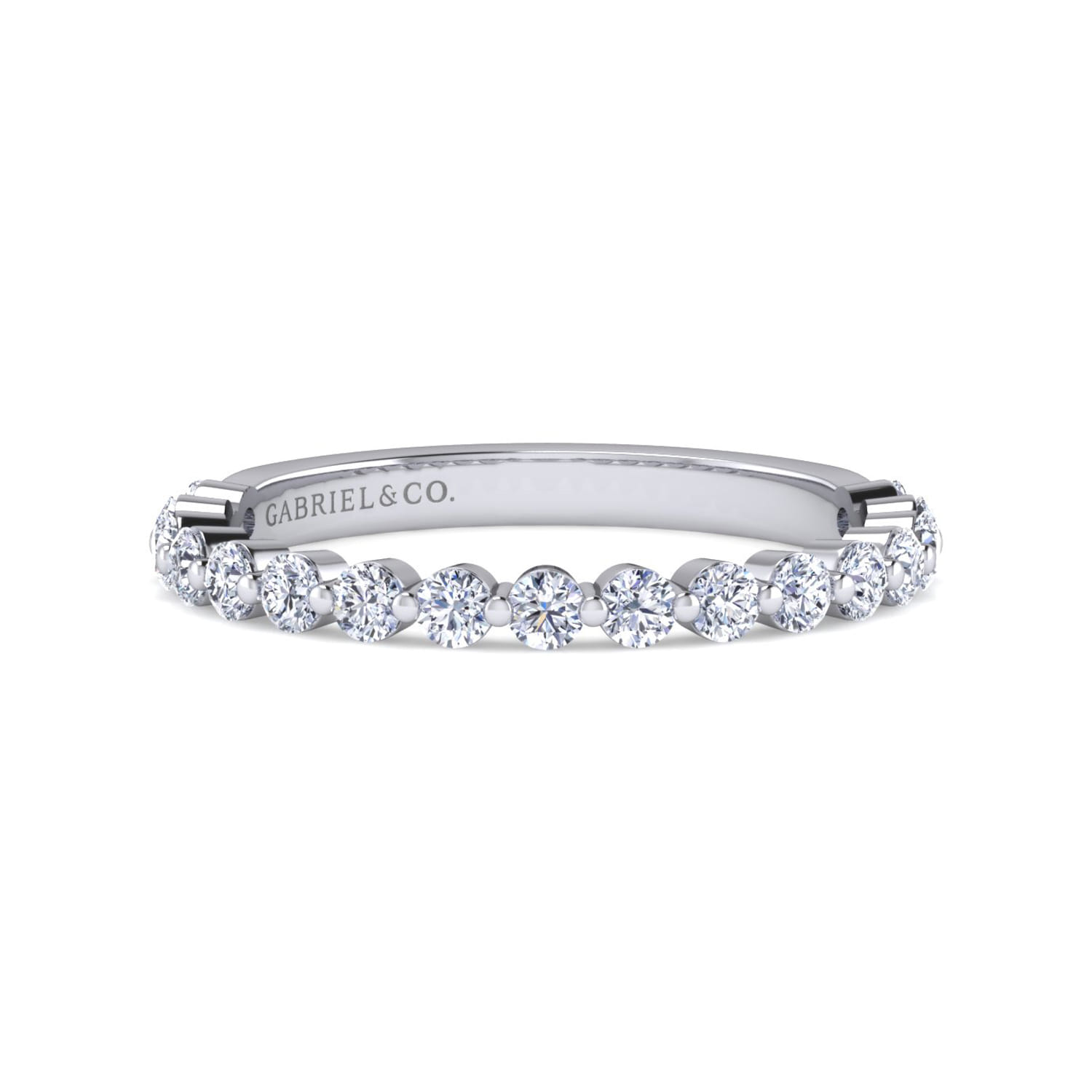14K White Gold Diamond Matching Wedding Band - 0.48 ct - Shot 1