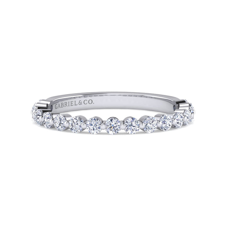 14K White Gold Diamond Matching Wedding Band - 0.48 ct - Shot 1