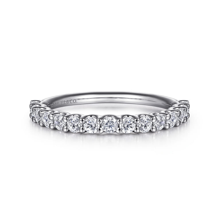 14K White Gold Diamond Matching Wedding Band - 0.64 ct - Shot 1