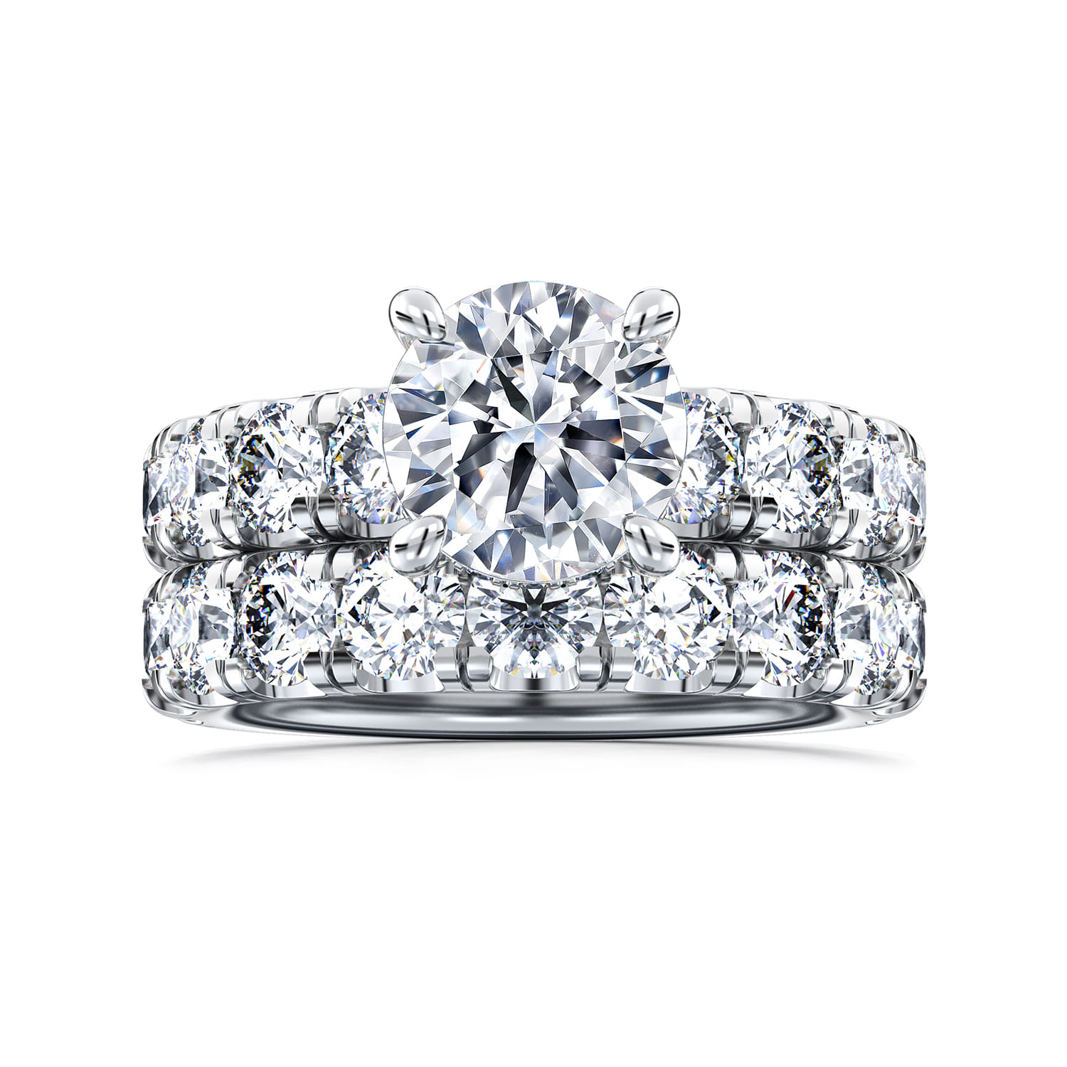 14K White Gold Diamond Matching Wedding Band - 1.67 ct - Shot 4
