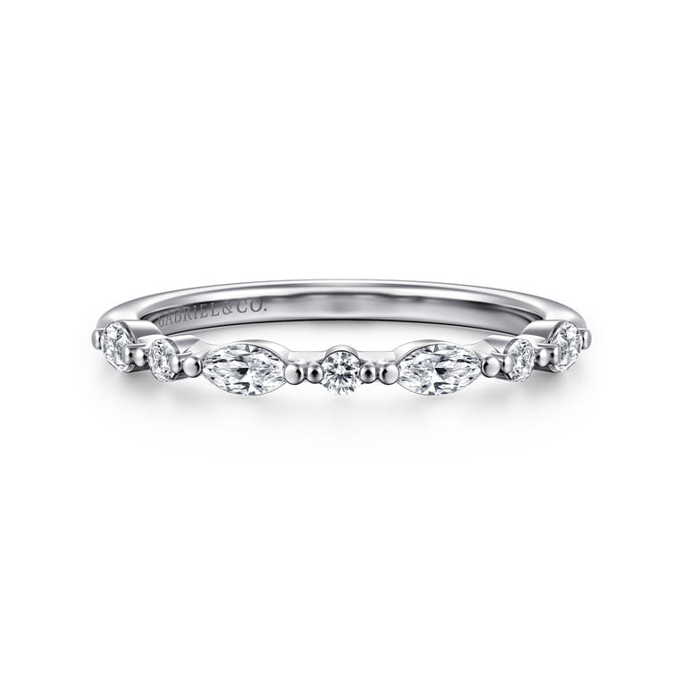 14K White Gold Diamond Matching Wedding Band - 0.3 ct - Shot 1