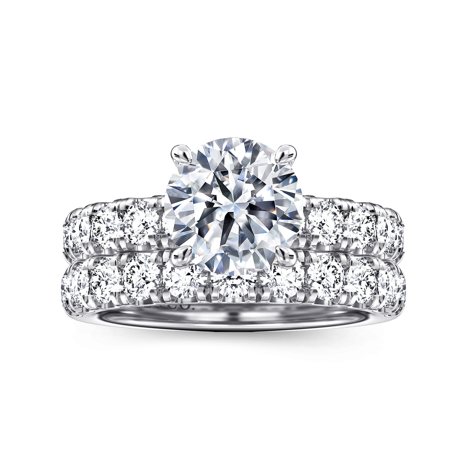 14K White Gold Diamond Matching Wedding Band - 0.9 ct - Shot 4