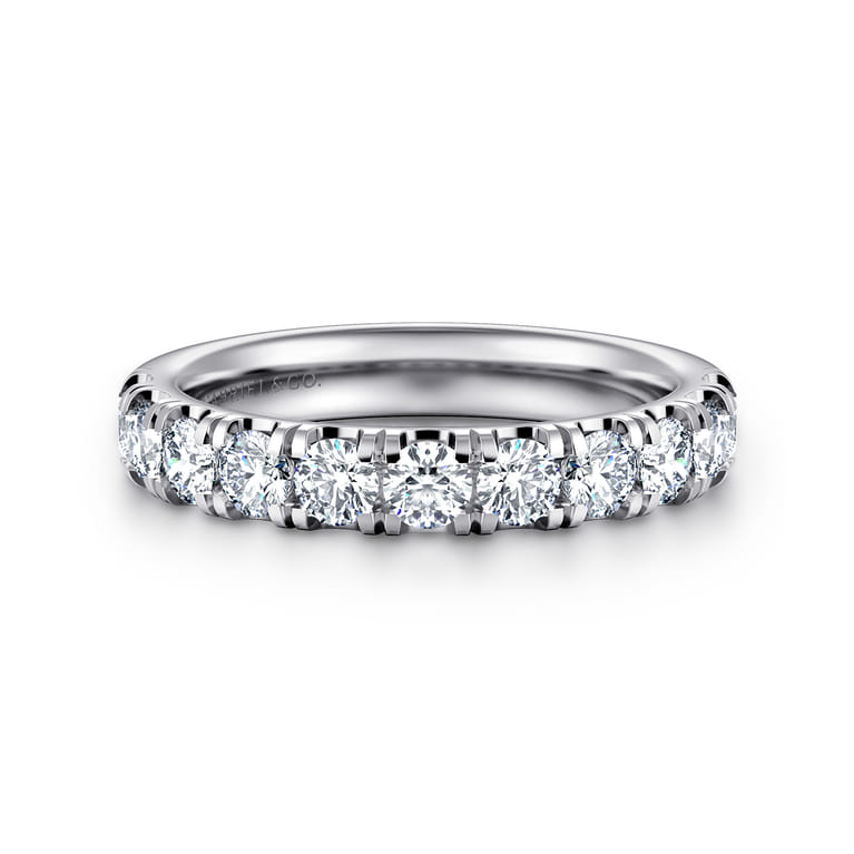 14K White Gold Diamond Matching Wedding Band - 1.1 ct - Shot 1