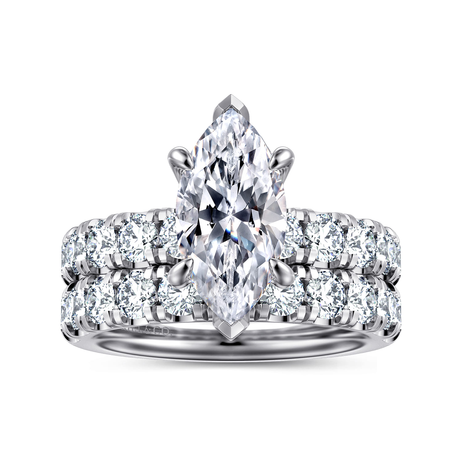 14K White Gold Diamond Matching Wedding Band - 1.1 ct - Shot 4