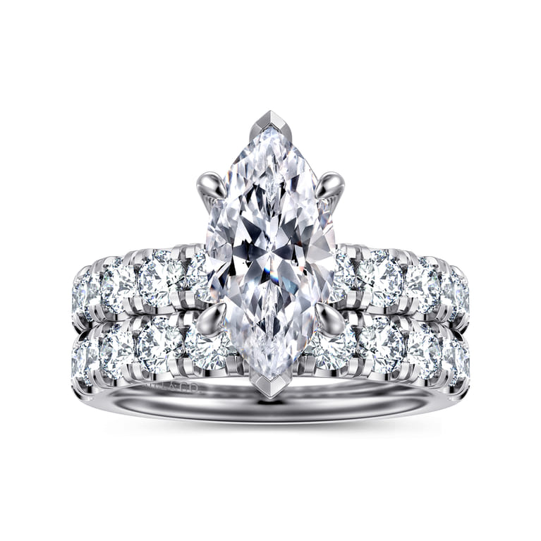 14K White Gold Diamond Matching Wedding Band - 1.1 ct - Shot 4