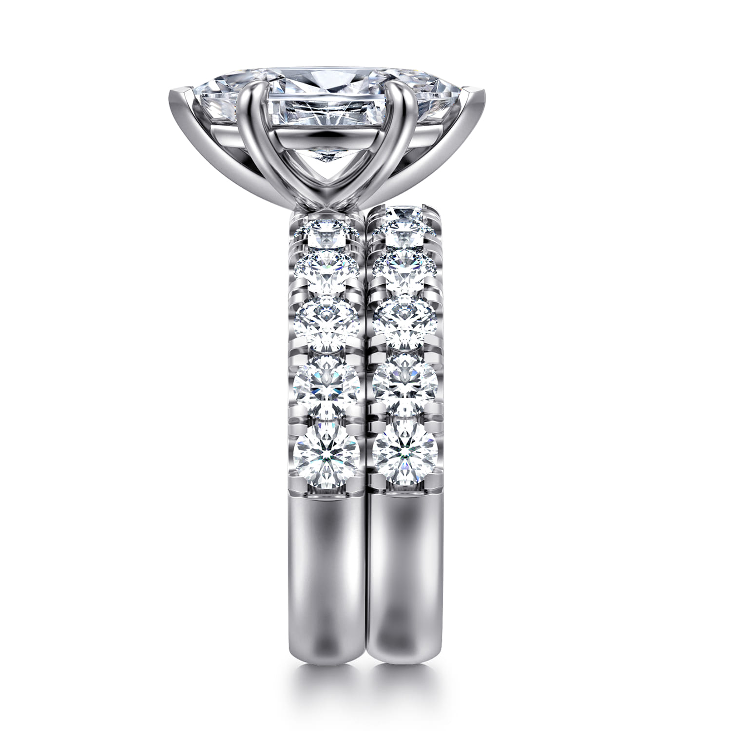 14K White Gold Diamond Matching Wedding Band - 1.1 ct - Shot 5