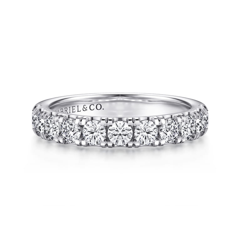 14K White Gold Diamond Matching Wedding Band - 1.1 ct - Shot 1