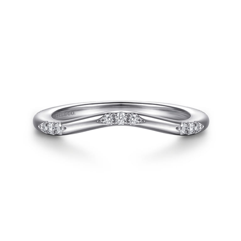 14K White Gold Diamond Matching Wedding Band - 0.11 ct - Shot 1