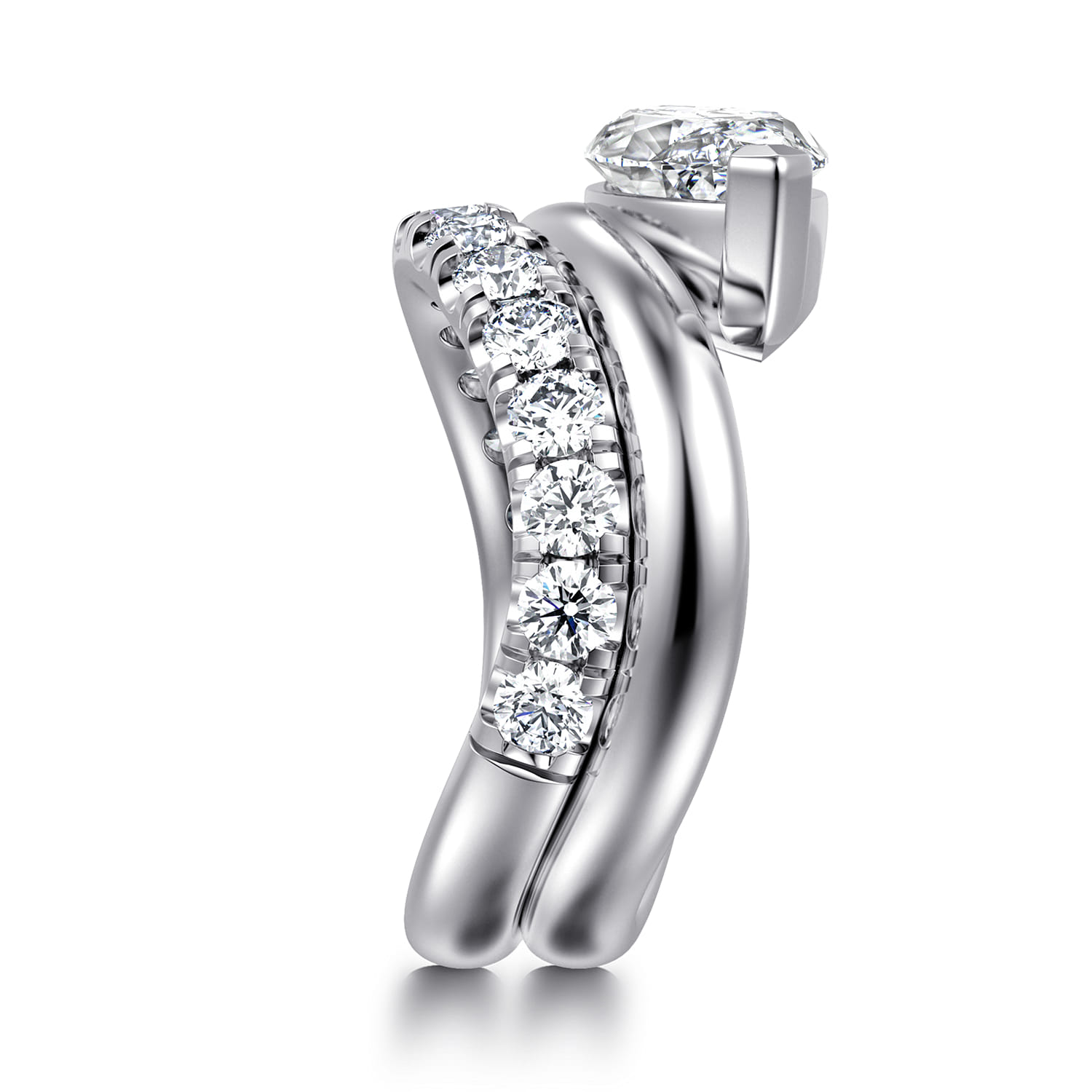 14K White Gold Diamond Matching Wedding Band - 1 ct - Shot 4