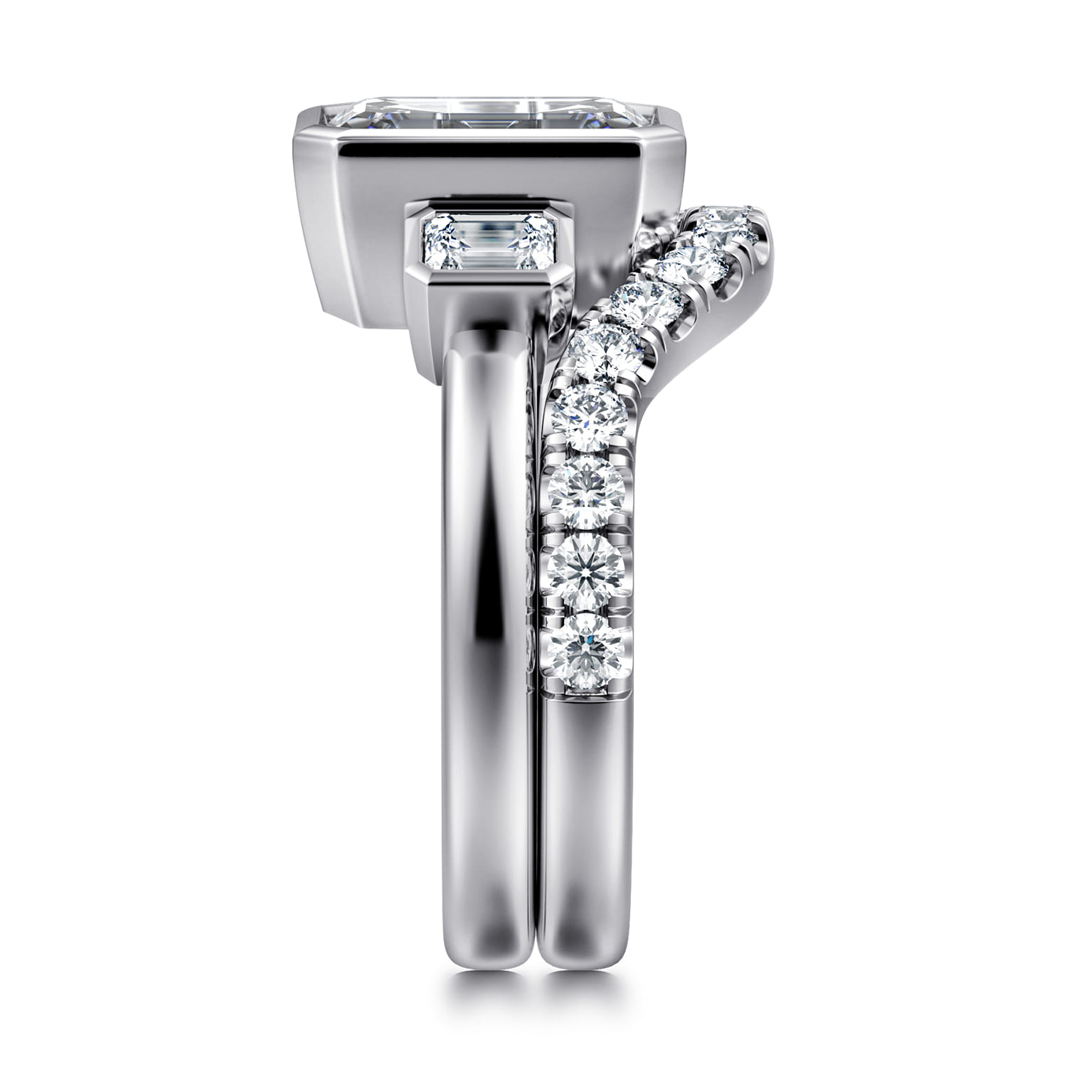 14K White Gold Diamond Matching Wedding Band - 0.6 ct - Shot 5