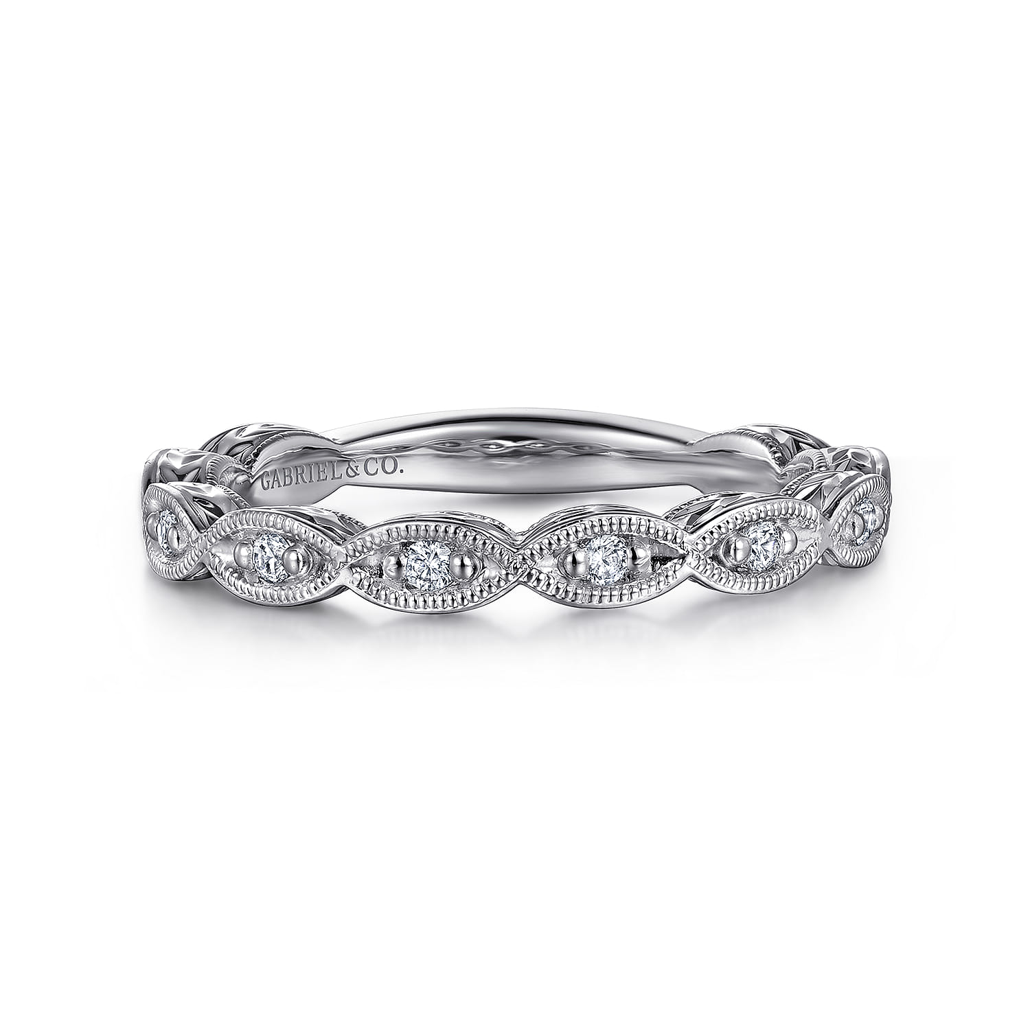 14K White Gold Diamond Matching Wedding Band - 0.12 ct - Shot 1